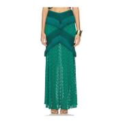 Patbo Maxi Kjol med Fransar Green, Dam