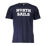 North Sails Blå T-shirt med korta ärmar och logotyp Blue, Herr