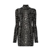 Roberto Cavalli Cheetah Jacquard Mini Klänning Öppen Rygg Black, Dam