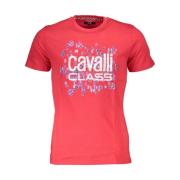 Cavalli Class Röd Logo Print Rund Hals Tee Red, Herr