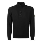 Stone Island Snygg Stickad Tröja för Män Black, Herr