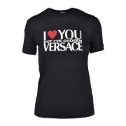 Versace Bomull T-shirt Kollektion Black, Dam