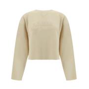 Maison Margiela Räfflad Crew Neck Bomullsweatshirt Beige, Dam