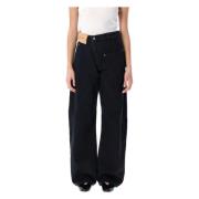 JW Anderson Stiliga Twisted Denim Jeans Black, Dam