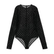 Givenchy Svart Semi-Sheer Rundhalsad Topp Black, Dam