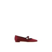 Manolo Blahnik Pärldekorerade silkesballerinaskor Red, Dam