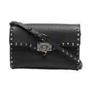 Valentino Garavani Svart Rockstud Läder Axelväska Black, Dam