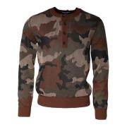 Dolce & Gabbana Camouflage Crew Neck Pullover Sweater Multicolor, Herr