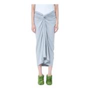 Dries Van Noten Fram Knut Bomull Midi Kjol Gray, Dam