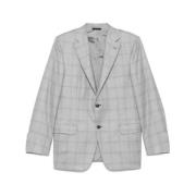 Brioni Rutig Blazer med knappstängning Gray, Herr