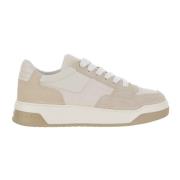 Hogan Lädersneakers med Mockainsatser Beige, Herr