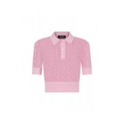 Dsquared2 Bomull Stickad Spets Polo Skjorta Pink, Dam