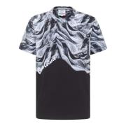 Carlo Colucci Innovativt Stickad T-shirt med Subtilt Tryck Black, Herr