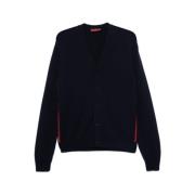 Gucci Midnight Blue Cashmere Cardigan med Web-Stripe Trim Blue, Herr