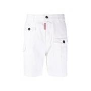 Dsquared2 Stretch Cargo Shorts White, Herr