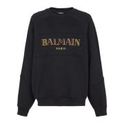 Balmain Vintage broderad oversized sweatshirt Black, Herr