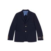 Gucci Logo Patch Suit Vest Blue, Herr