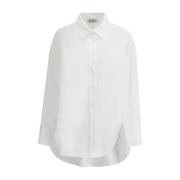 The Attico Asymmetrisk Bomullsskjorta med Broderat Logotyp White, Dam