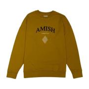 Amish Bomull huva enfärgad långärmad Yellow, Herr