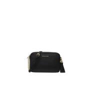 Michael Kors Läder Crossbody Väska Ginny Hammrad Black, Dam