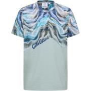 Carlo Colucci Stickad T-shirt - Futuristisk elegans Blue, Herr