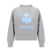 Isabel Marant Étoile Ikoniskt Logotyp Bomullssweatshirt Ribbad Crew Gr...