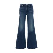 Mother Twister Sneak Fray Wide-Leg Jeans Blue, Dam