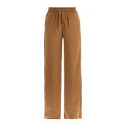 Herno Elegant Wide Leg Satinbyxor Brown, Dam