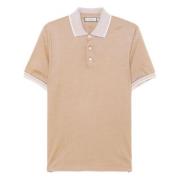 Canali Brun Guldig Polo Tröja Kort Ärm Brown, Herr