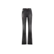 Roberto Cavalli Patchwork Straight-Leg Jeans med djurtryck Black, Dam