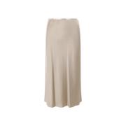 Max Mara Beige Silke Midi Kjol Beige, Dam