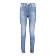 Calvin Klein Blå Skinny Jeans med Tvättad Effekt Blue, Dam