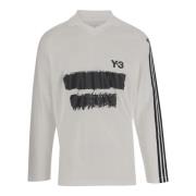 Y-3 Vit Grafiskt Logo Långärmad T-shirt White, Herr