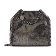 Stella McCartney Metalliserad Shaggy Deer Axelväska Gray, Dam