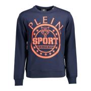 Plein Sport Blå Långärmad Crewneck Sweatshirt med Tryck Blue, Herr