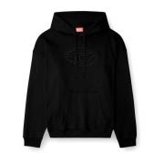 Diesel Biologisk Bomullsweatshirt med Oval-D Logo Black, Herr