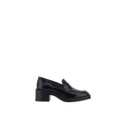 Stuart Weitzman Blankt läder Chunky Heel Loafers Black, Dam