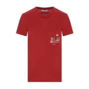 Max Mara Röd T-shirt med M-brodyr Red, Dam