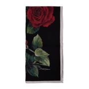 Dolce & Gabbana DG Logo Rose Jacquard Sidenscarf Multicolor, Dam