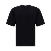 Dsquared2 Monokrom Bomull T-shirt med Ribbad Crew Neck Black, Herr