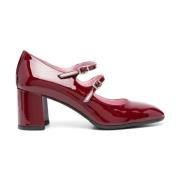 Carel Bordeaux Läder Mary Jane Pumps Red, Dam