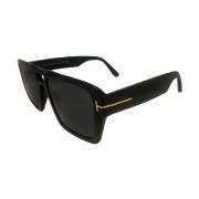 Tom Ford Svarta Acetat Solglasögon med Grå Linser Black, Unisex