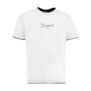 Eleventy Kontrast Bomull T-shirt med Front Motif White, Herr