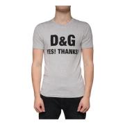 Dolce & Gabbana Grå Logo Print Crewneck T-shirt Gray, Herr