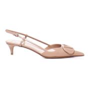 Valentino Garavani Nude VLogo Slingback Pumps Beige, Dam