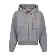 Ami Paris Hjärta Vän Dragkedja Sweatshirt Gray, Herr