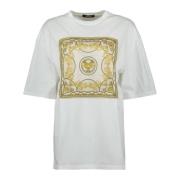 Versace Oversized Gudarnas Skurna T-shirt White, Dam