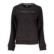 Tommy Hilfiger Svart Broderad Logga Tröja Långärmad Black, Dam