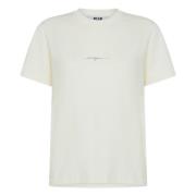 Msgm Vit Logotyp Bomull T-shirt Kvinnor White, Dam