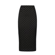 Dolce & Gabbana Svart & Vit Polka Dot Sidenskjol Black, Dam